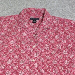Harold's geometric short sleeve button front shirt size M Medium